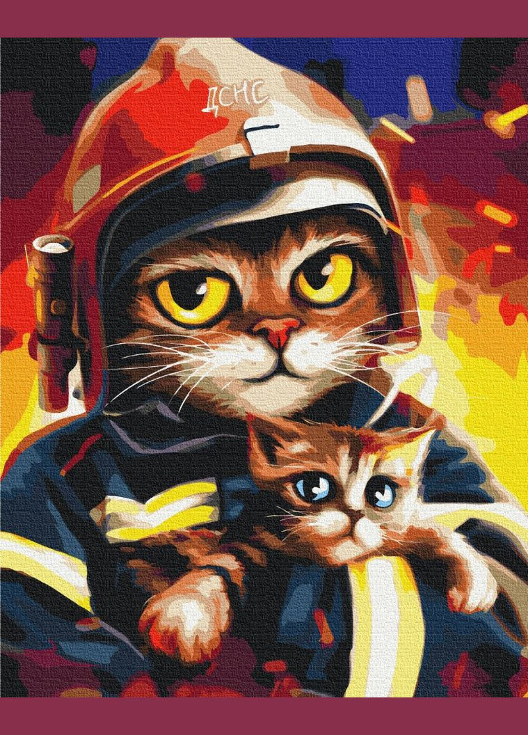 Картина по номерам Патриотическая украинская тематика Котик ГСЧС ©Марианна Пащук 40х50 BS53236 Brushme (308988967)