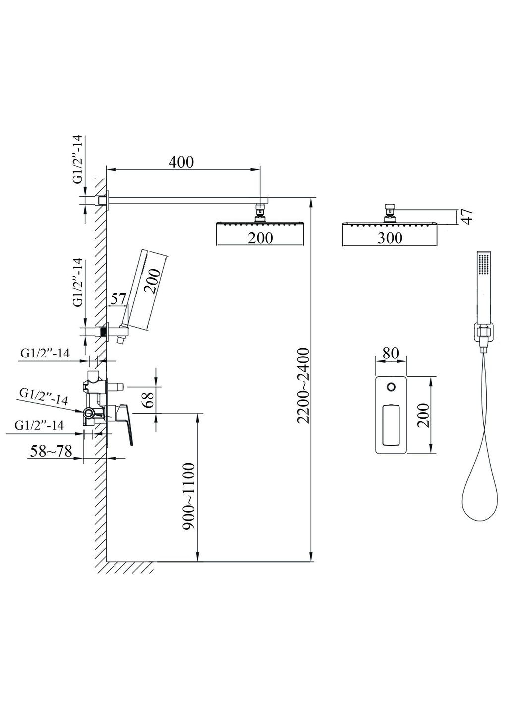 Душова система вбудована LEXI TLG 21205-H57-BL Topaz (299999491)