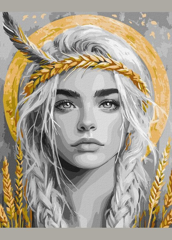 Картина по номерам Колоски в волосах с красками металлик extra ©art_selena_ua 40x50 KHO8558 Идейка Ідейка (337096605)