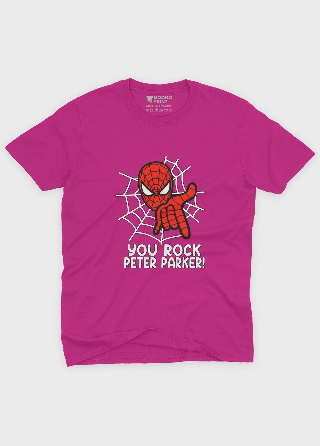 Розовая демисезонная футболка для девочки с принтом супергероя - человек-паук (ts001-1-fuxj-006-014-102-g) Modno