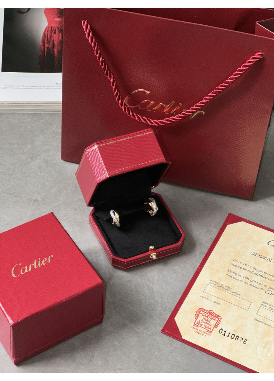 Cartier Trinity Earrings Half-Paved Diamond No Brand (362044570)