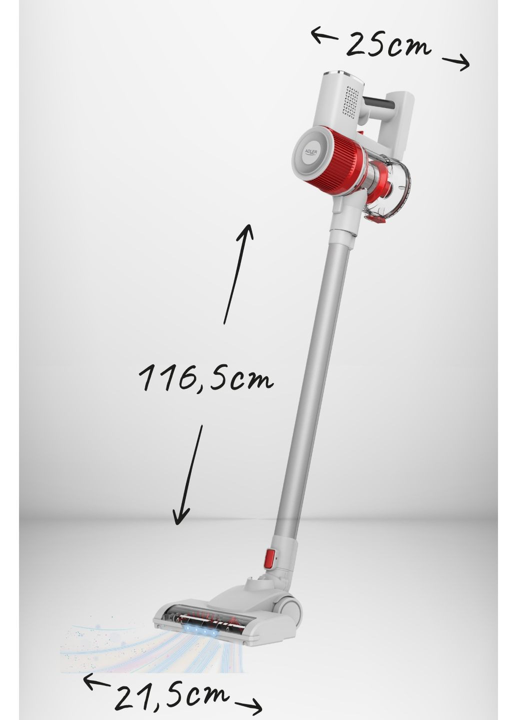 Порохотяг AD 7051 бездротовий/ 300Вт/ 0.6л/ LCD дисплей/ щітка зі світлодіодним підсвічуванням Adler (360399424)