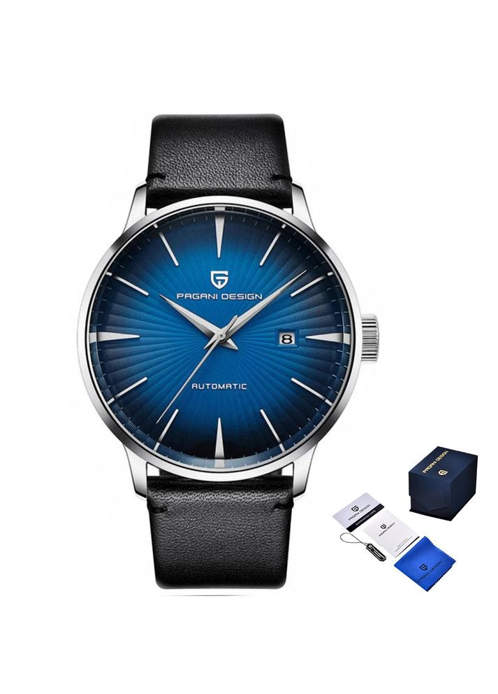 Годинник механічний з автопідзаводом чоловічий чорний зі шкіряним ремінцем та водонепроникністю 30м ProDobro (367264948)