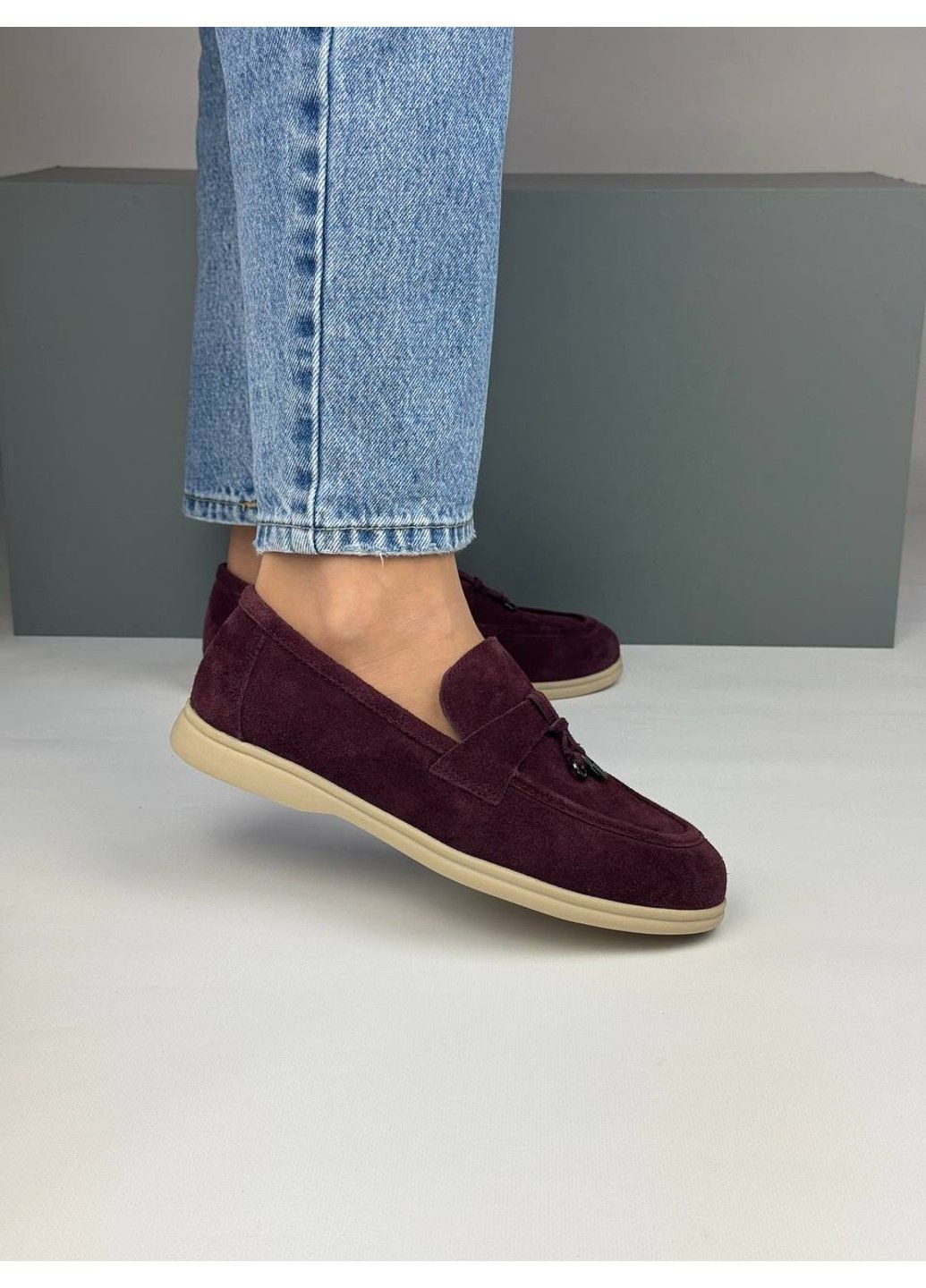 Hengji 408 Лоферы Замшевые Бордовые с украшением бордовый з натуральная замша, китай — демисезон (335365740)