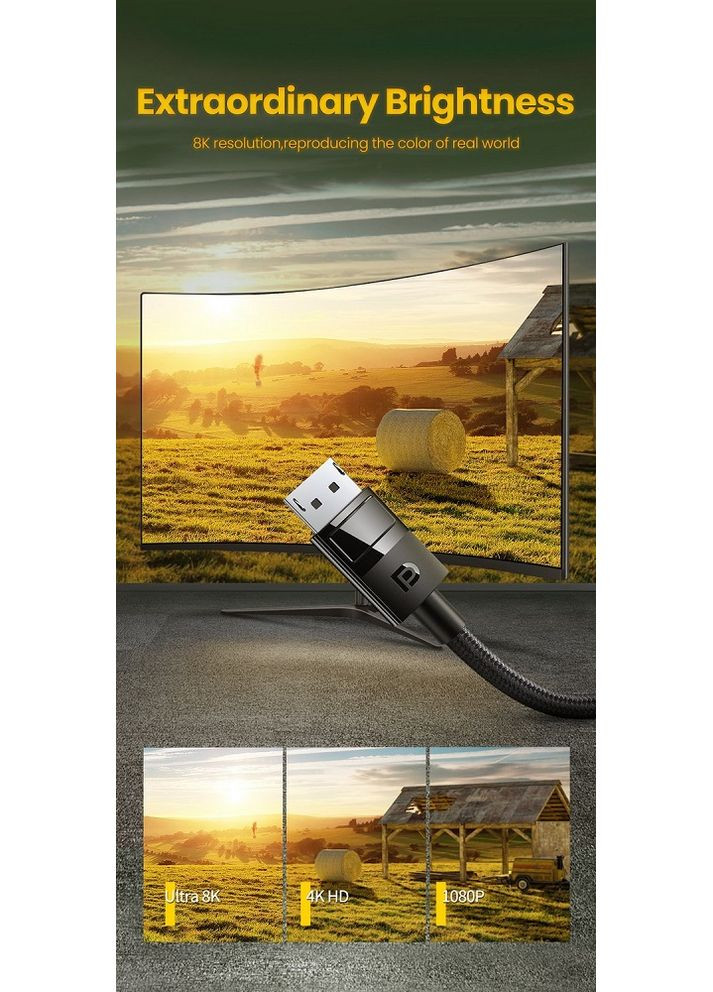 Кабель DP 1.4 Male to Male Plastic Case Braided Cable 2m (UGR-80392) (UGR-80392) Ugreen DP114 (372676793)