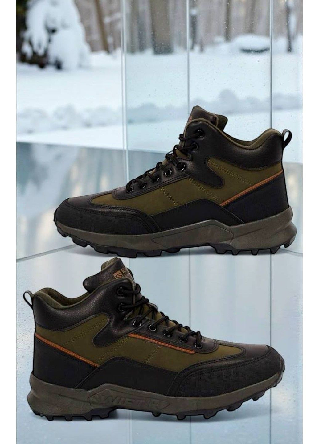 Хаки зимние ботинки мужские зимние хаки (а805-6l) KMB