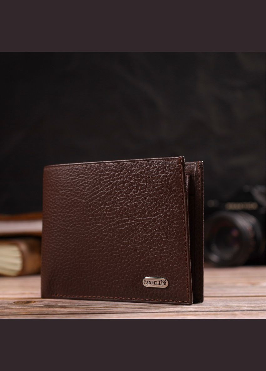 Великолепный мужской портмоне из натуральной зернистой кожи коричневое 21775 Canpellini (329197143)