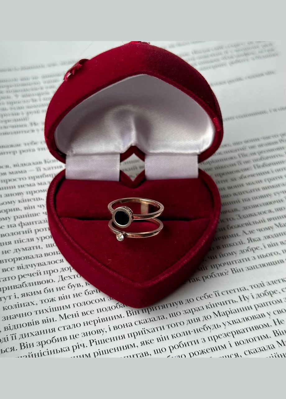 Жіноче стильне кільце подвійне декор цирконій вставка чорна акрилова медична сталь ( ) Xuping Jewelry (330618919)