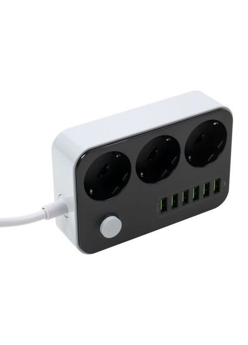 Мережевий фільтр Colorway CW-CHЕ36B, 3 розетки/6USB Black 1.8M (268143139)
