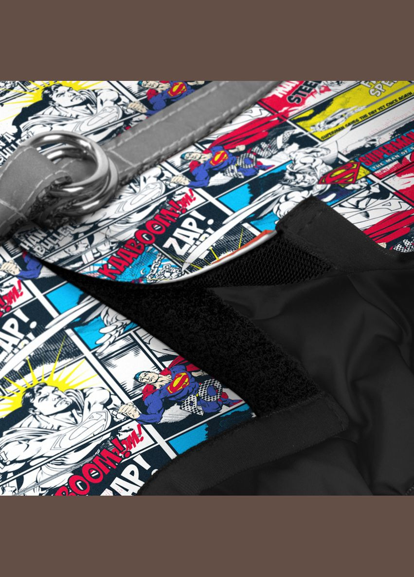 Шлея для собак мягкая Clothes c QR паспортом, рисунок "Супермен комикс", XS1, В 24-27 см, С 18-20 см WAUDOG (321996518)