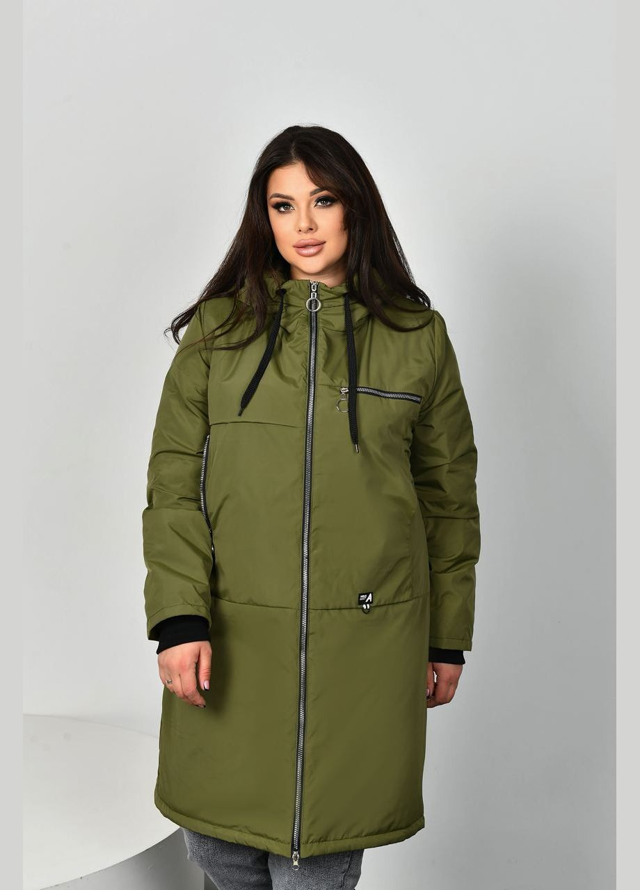 Оливкова (хакі) женская удлиненная куртка цвет хаки р.48/50 449639 New Trend