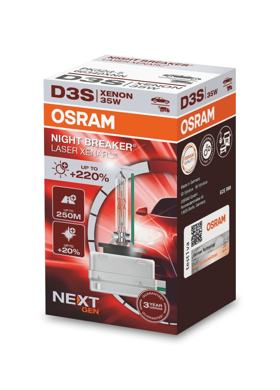 Автолампа ксенонова D3S 42V 35W 4400K PK32D-5 / XENARC® NIGHT BREAKER® LASER (NEXT ) - НА 220% ЗБІЛЬШЕНИЙ Gen (355340366)