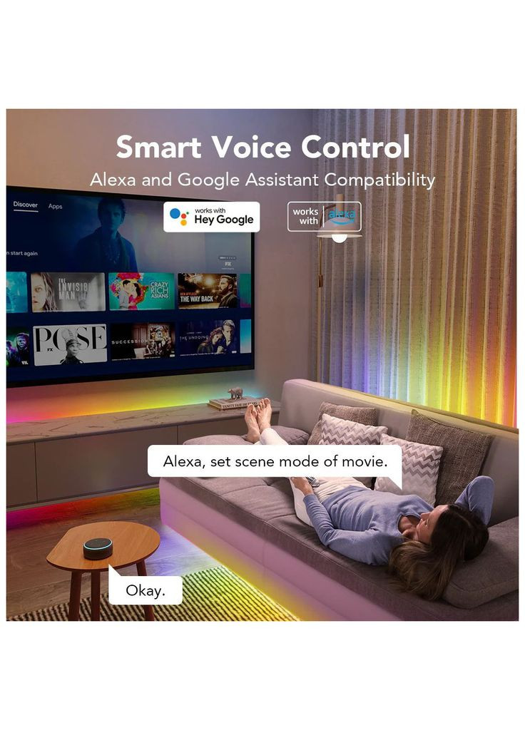 Світлодіодна стрічка RGBIC Basic Wi-Fi + Bluetooth LED Strip Light With Protective Coating 10м Білий (H619C3D1) Govee (316084571)