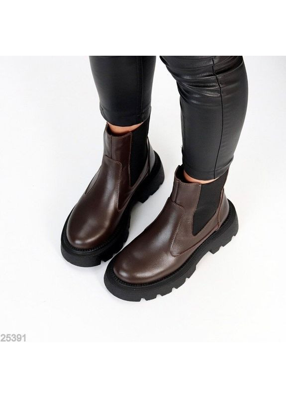 Зимние зимние кожаные черные ботинки, челси зимние, женские ботинки зимние код 25631 челси Garti без декора