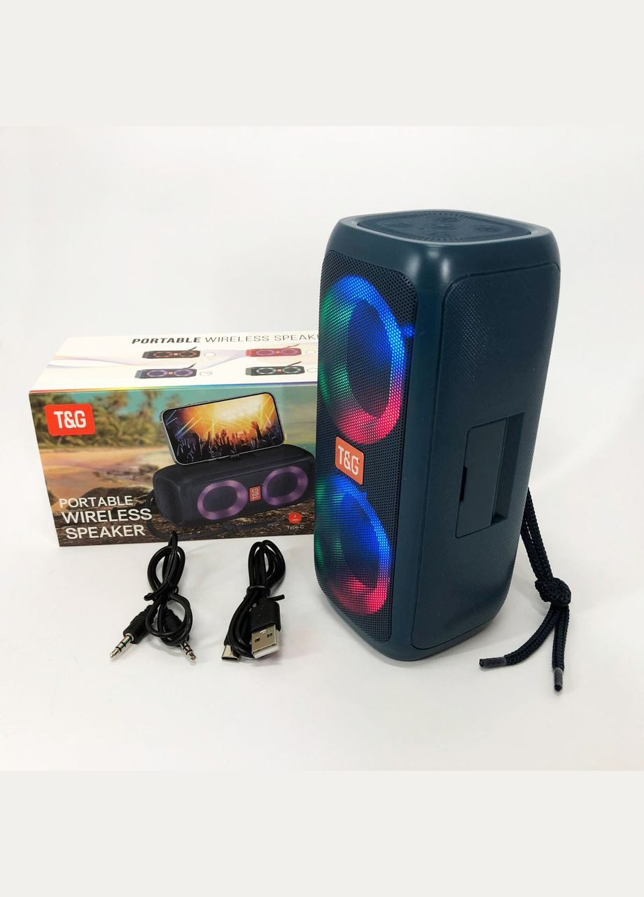 Портативна колонка TG333 2x5W з RGB підсвічуванням, гучна блютуз колонка. Колір: синій No Brand (359474701)