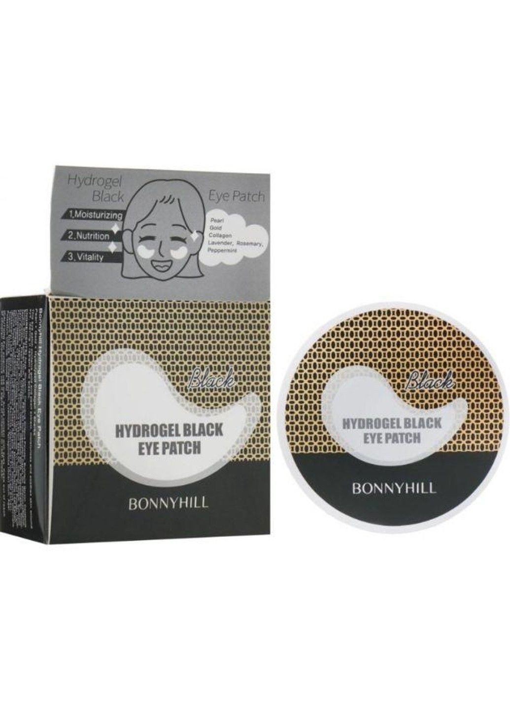 Гидрогелевые патчи с черным жемчугом и коллагеном Bonnyhill Black Eye Patch 60 шт 90 г BEAUADD (317297808)