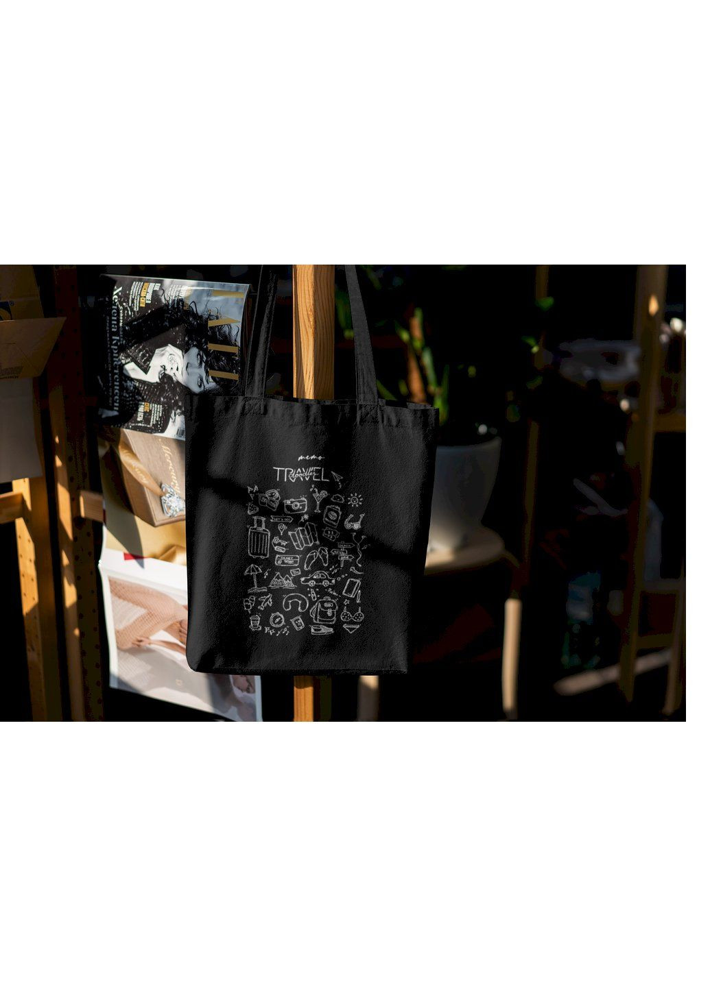 Эко-сумка шопер черная "Travel doodlies" Memo (303773028)