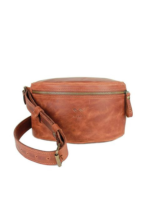 Кожаная поясная сумка светло-коричневая винтажная (A-026977) The Wings (328444469)