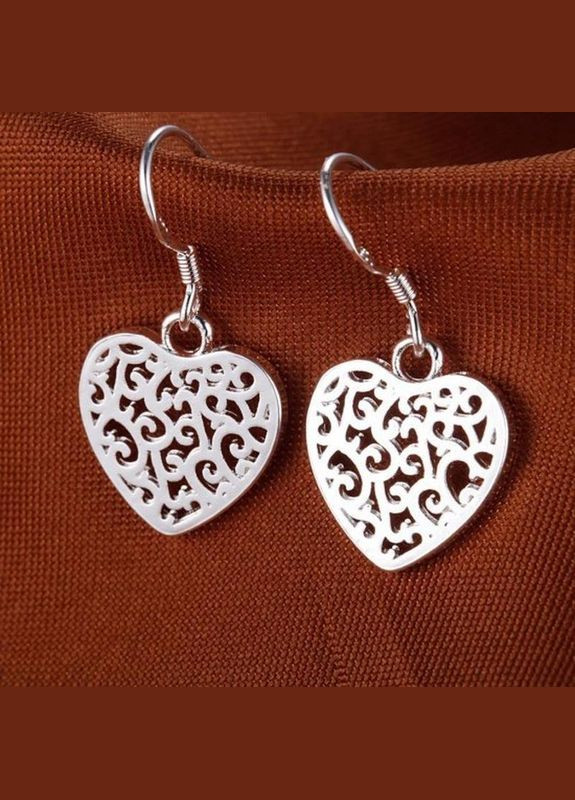 Посріблені сережки ажурні серце, 10-394-1 Fashion Jewelry (338431254)