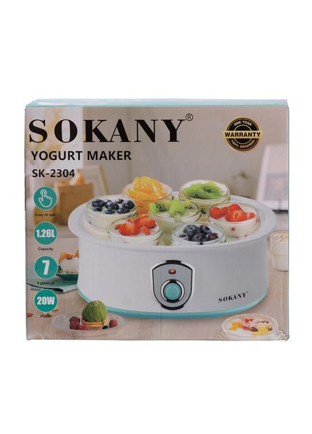 Йогуртниця електрична на 7 баночок по 180 (мл) апарат для приготування йогурту 20 Вт йогуртниця з таймером для дому SK2304 Sokany (369623095)