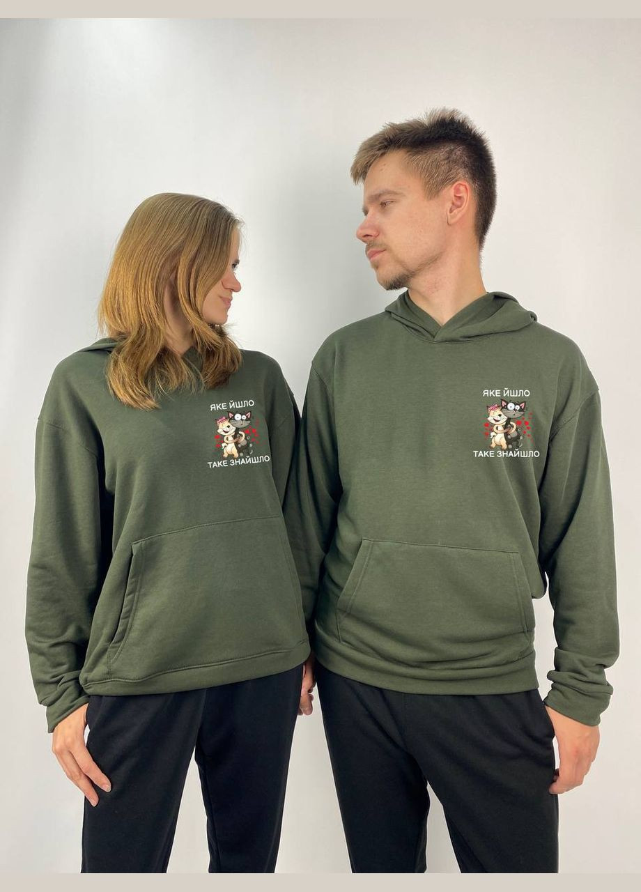 Парные худые с капюшоном без флиса, в цвете, принт "Шло, такое нашло" (518) Hand Made (358896148)