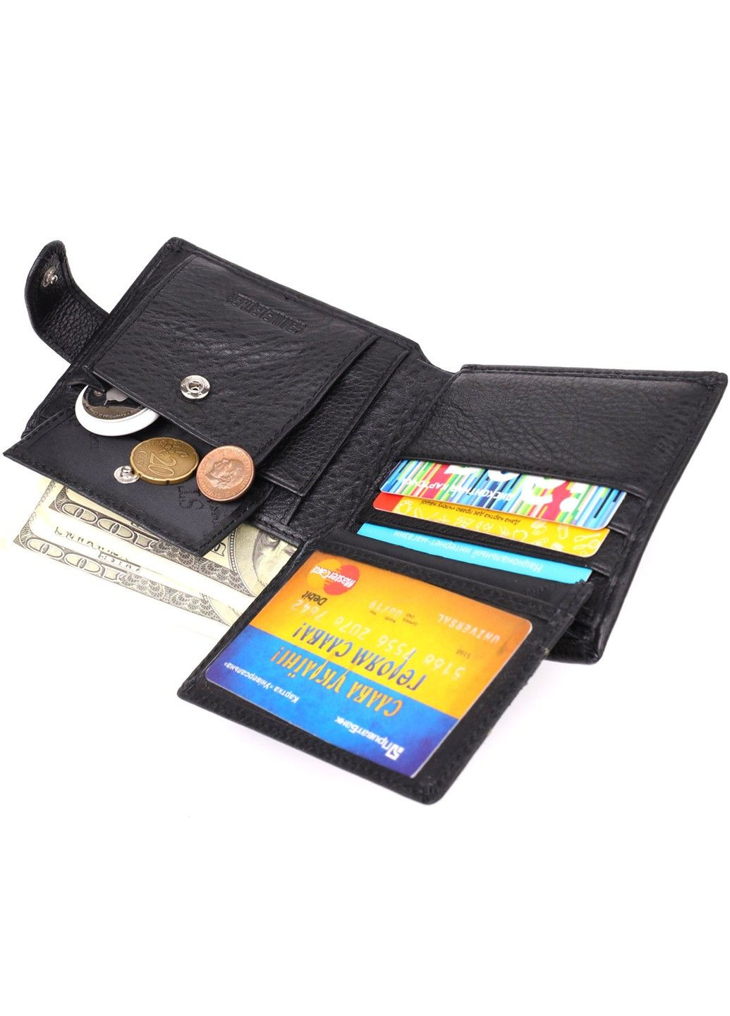 Классический мужской бумажник горизонтального формата из натуральной кожи 23094 Черный st leather (330642749)