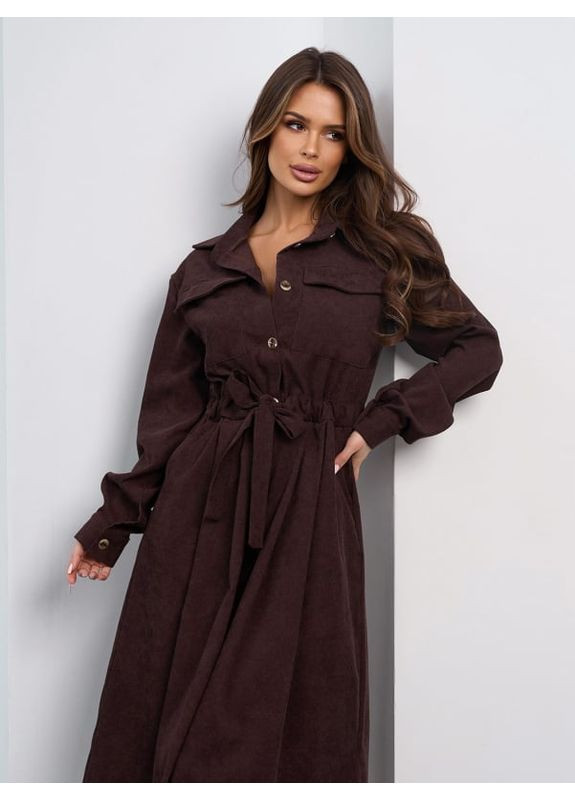 Темно-коричневое платье sa-561 темно-коричневое ISSA PLUS однотонное