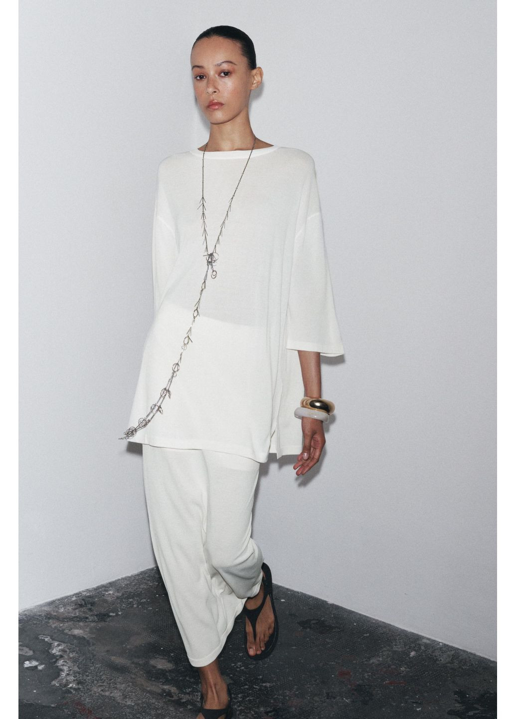 Белое вечернее, кэжуал, повседневный трикотажный комплект топ и юбка Zara