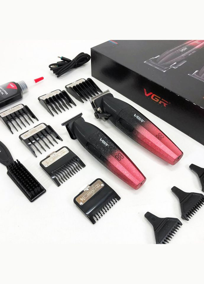 Профессиональный набор для стрижки волос V-640 аккумуляторный Barber Combo PREMIUM. Цвет: красный VGR (364665441)