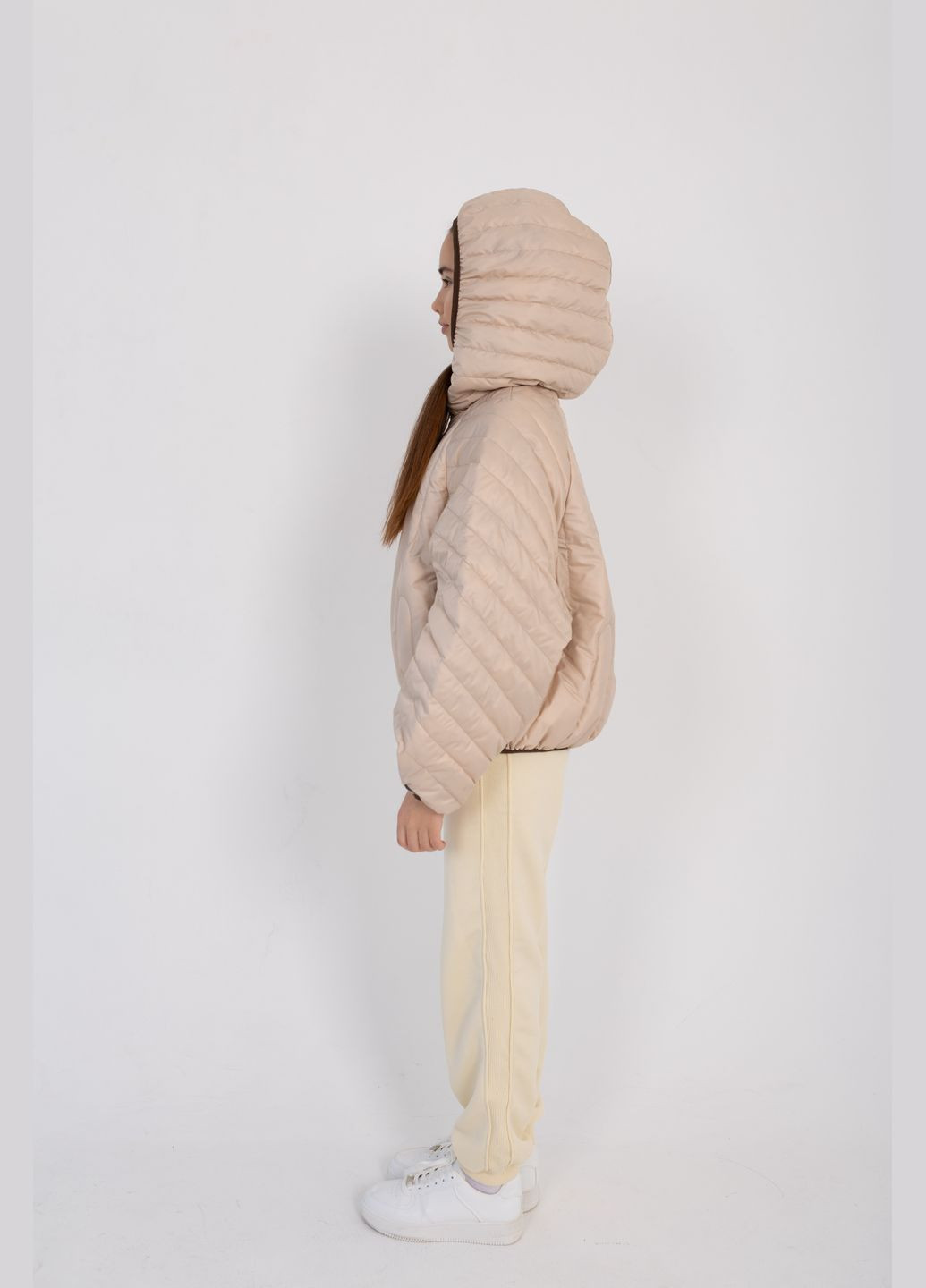 Комбінована демісезонна куртка фріда молочно - кемел Cvetkov Фрида