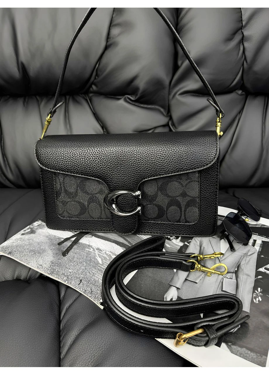 Сумка Жіноча Коуч Чорна Брендова Еко Шкіра Сумочка З Логотипом Seli Coach (392702484)
