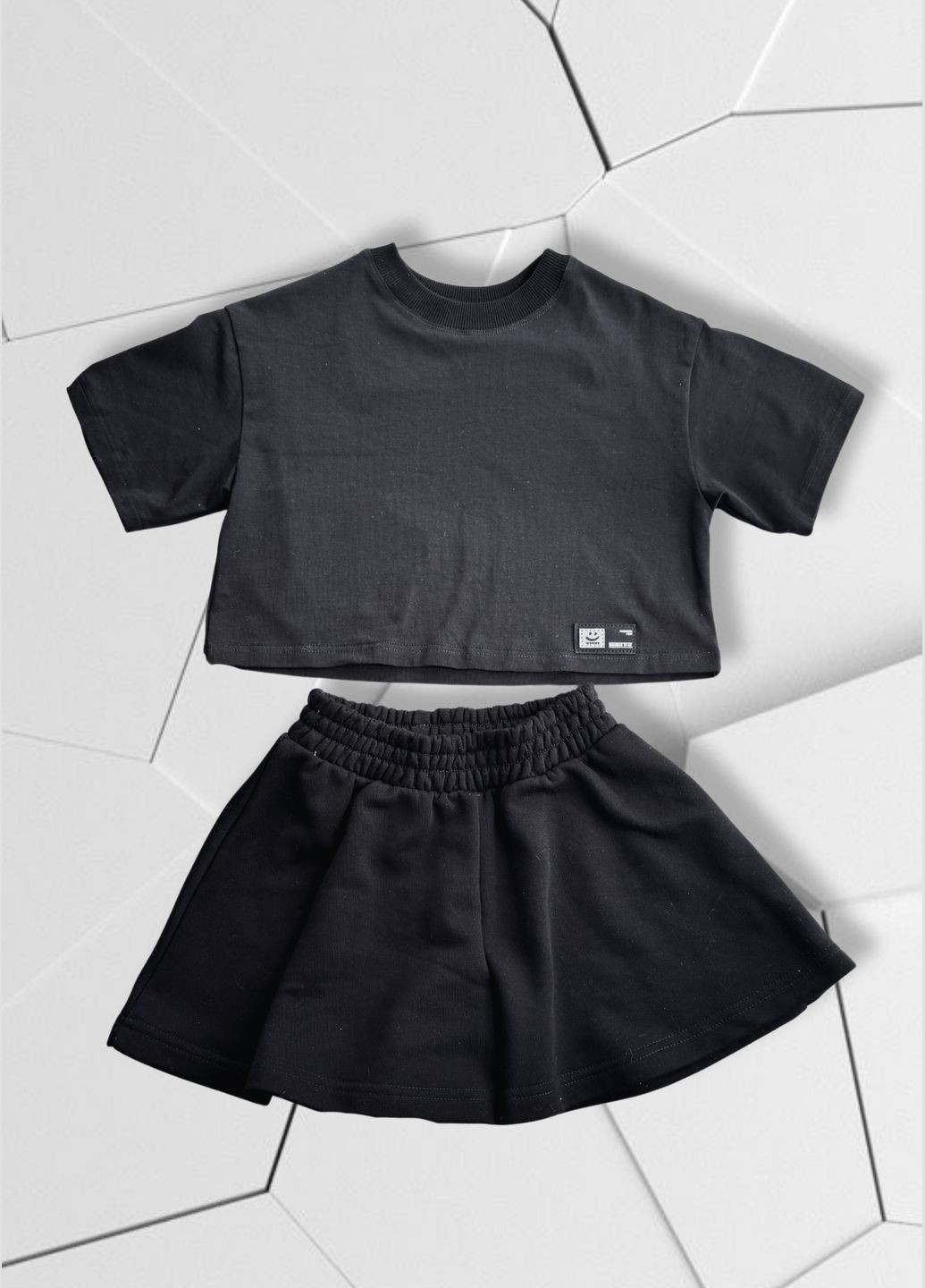 Чорна літня костюм дитячий littlejoys шорти та футболка оверсайз чорний No Brand Joys