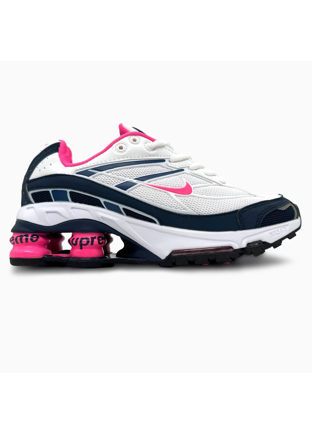 КРОССОВКИ ЖЕНСКИЕ NIKE SHOX RIDE 2 SP X SUPREME WHITE / BLUE / PINK НАЙК ШОКС No Brand розовые демисезоны (367177561)