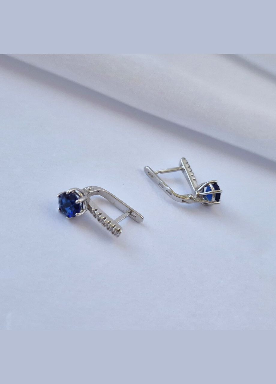 Серебряные серёжки серьги с Синими камнями серебро 925 пробы Родированное 82112с 2.50г No Brand (306741353)