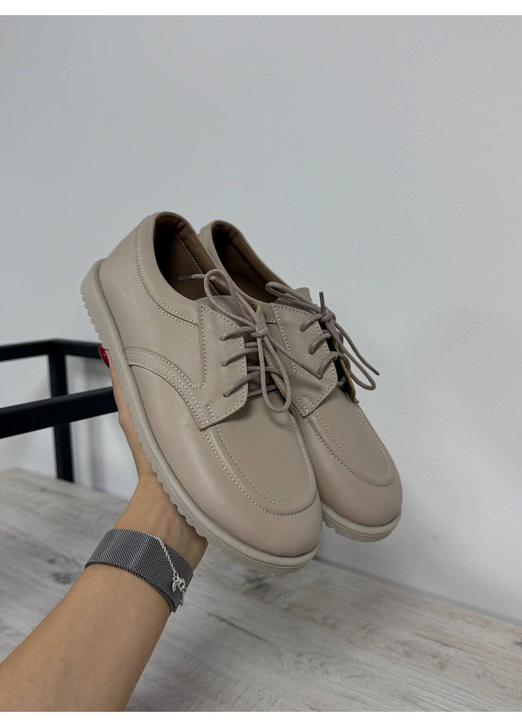 Бежевые стильные женские мокасины No Brand