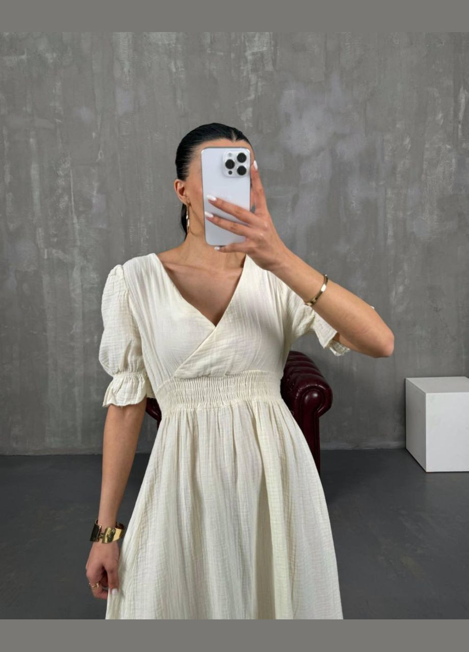 Молочна повсякденний літня максі сукня Adelante однотонна