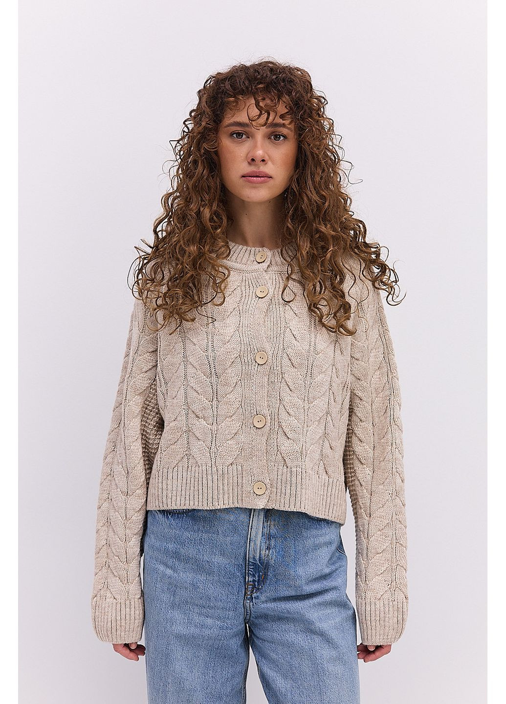 Жіночий в`язаний кардиган короткий Arjen (362556048)