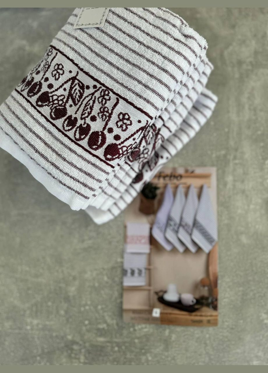 Набір рушників махрове для кухні 40x60 см 6 шт Білий (П4К-mur-kuhnya-007/1) No Brand смужка комбінований