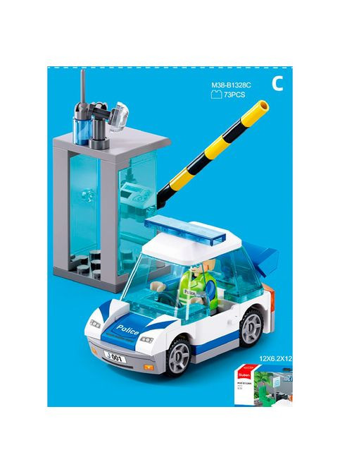 Конструктор місто з шлагбаумом, поліцейською машинкою та фігуркою, 73 дет. (M38-B1328C) Sluban (338531626)