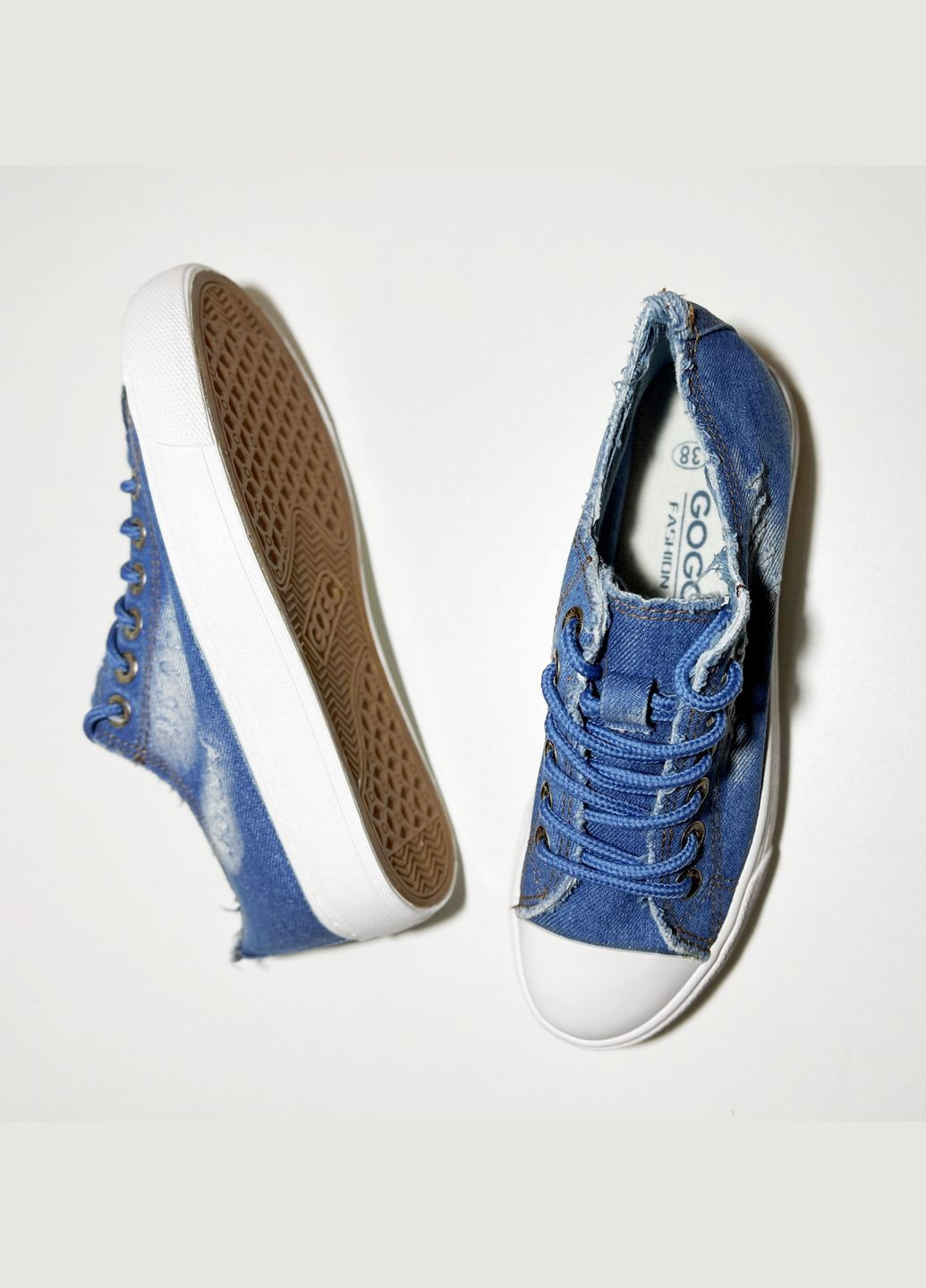 Синие женские синие джинсовые кеды Gogc джинсові