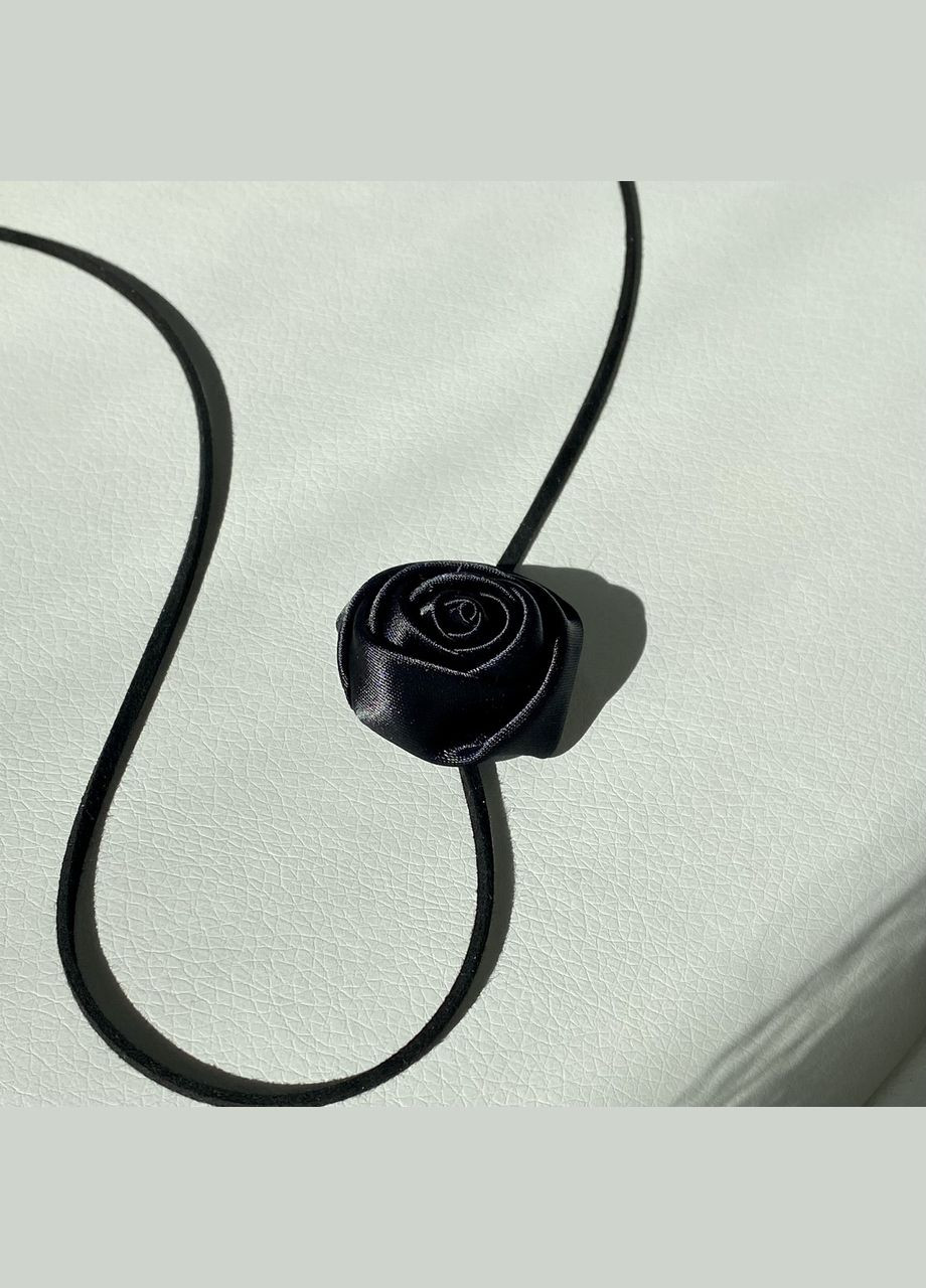 Чокер квітка з атласу чорного кольору на шнурку D.Hats текстиль (285710685)