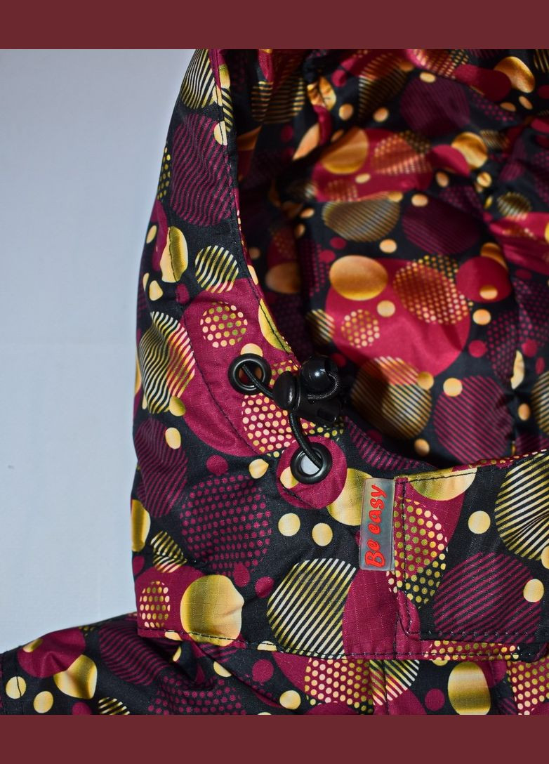 Комбінована зимова термо куртка на дівчинку із мембранної тканини 2432 104 см 2432чорний з бордо і жовтим Be easy