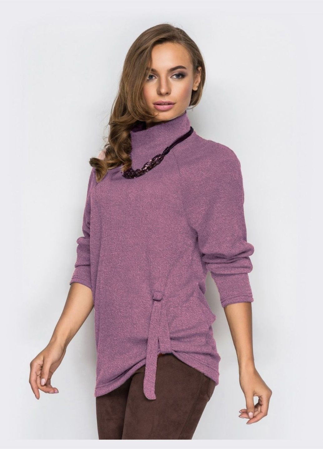 Пудровий демісезонний трикотажний джемпер темно-пудрового кольору Dressa