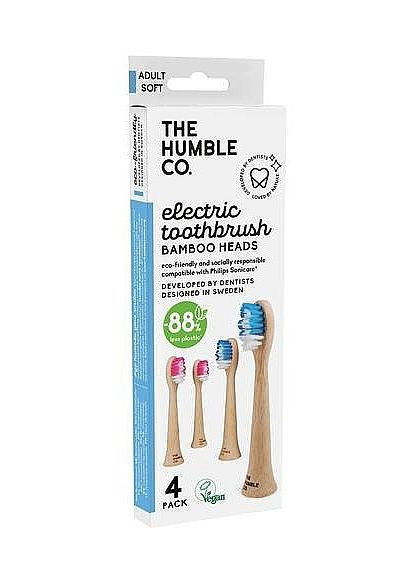 Насадки для электрической зубной щетки, мягкие, бамбуковые, розовые/голубые, 4 шт. 4шт (1404673-24339676) The Humble Co. (369131540)