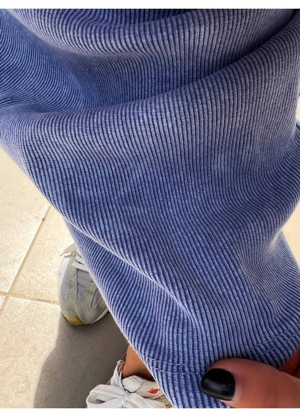 Блакитна сукня жіноча 240030 довга майкою варена тай-дай в рубчик MMC