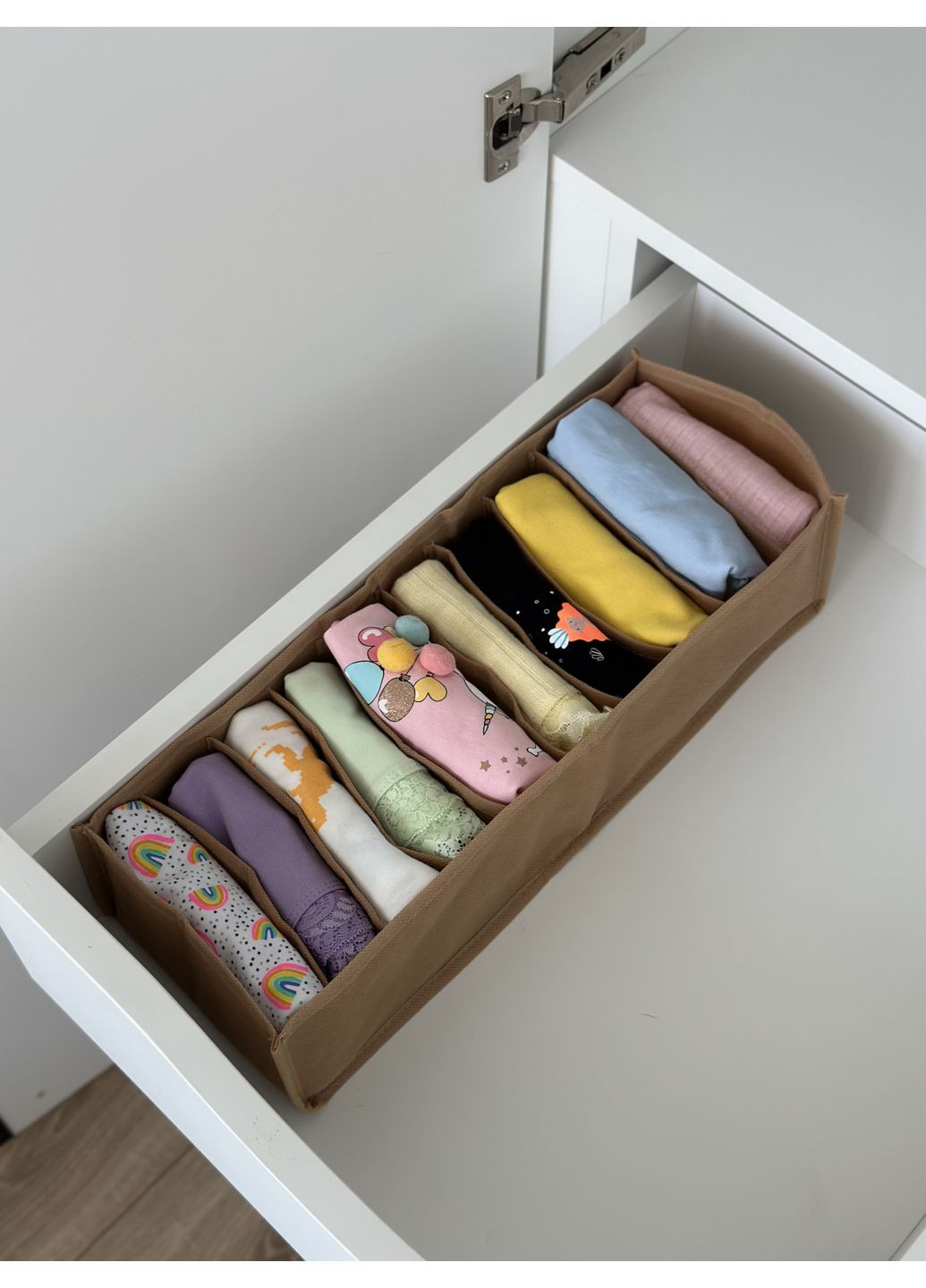 Набір гнучких органайзерів XS, S, M без картону (бежевий) для білизни та дитячих речей Organize (356473671)