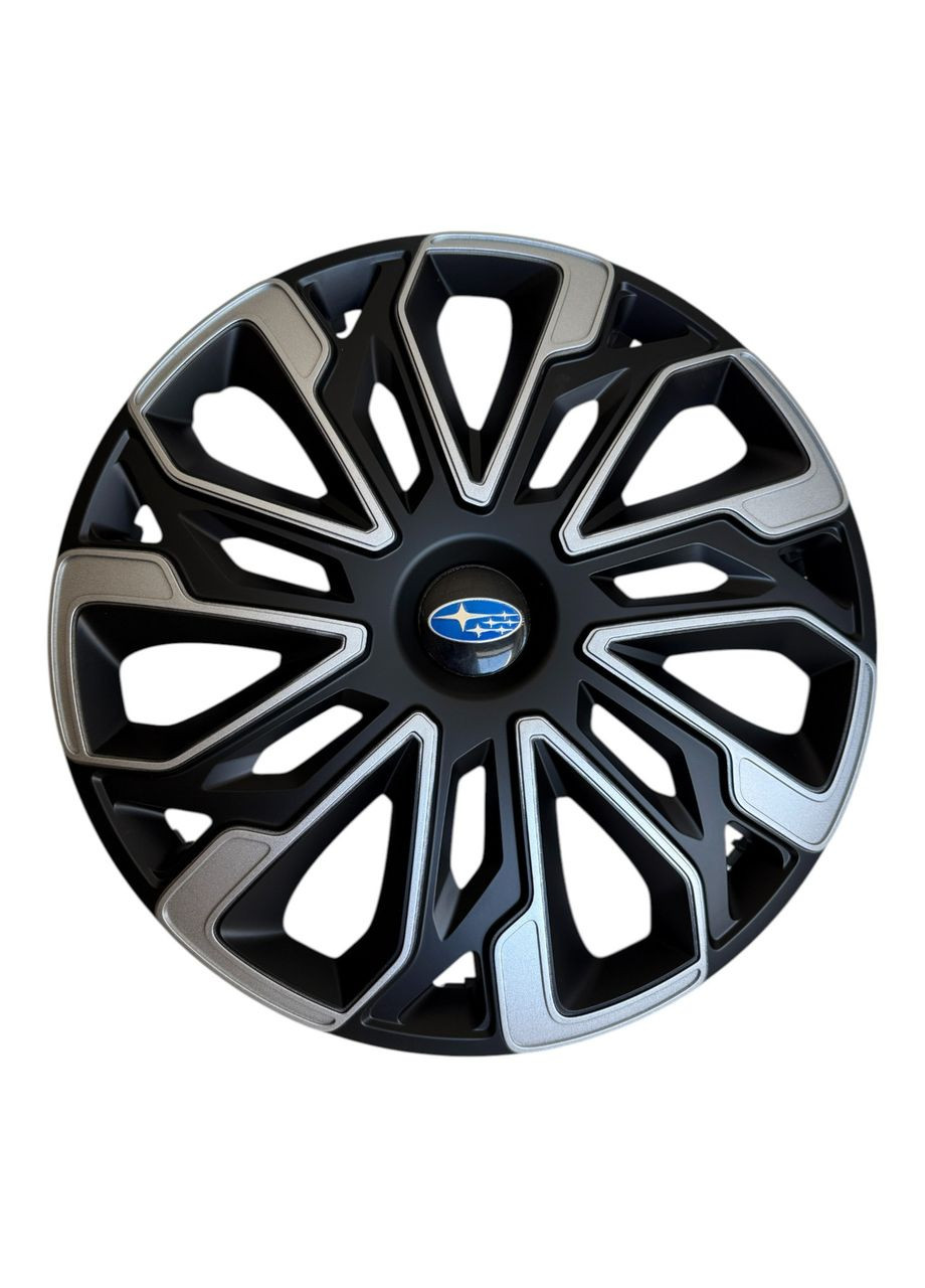1 штука Ковпак на колесо R14 Estoril Silver Black з логотипом Subaru ковпаки на диски Р14 Електіл 1 шт. No Brand (364958774)