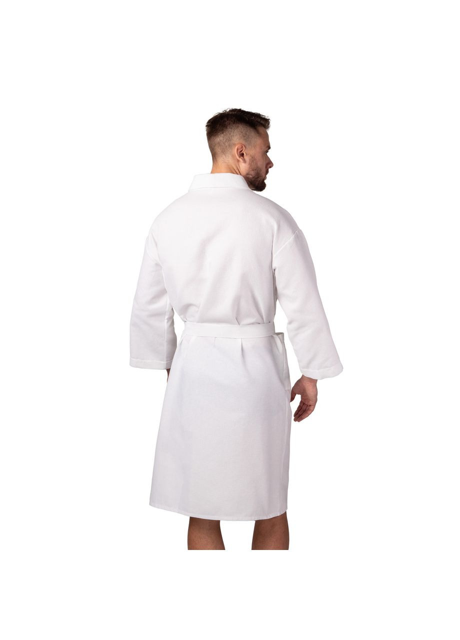 Вафельний халат Кімоно розмір (54-56) XL 100% бавовна білий, (LS-0411) Luxyart (302673702)