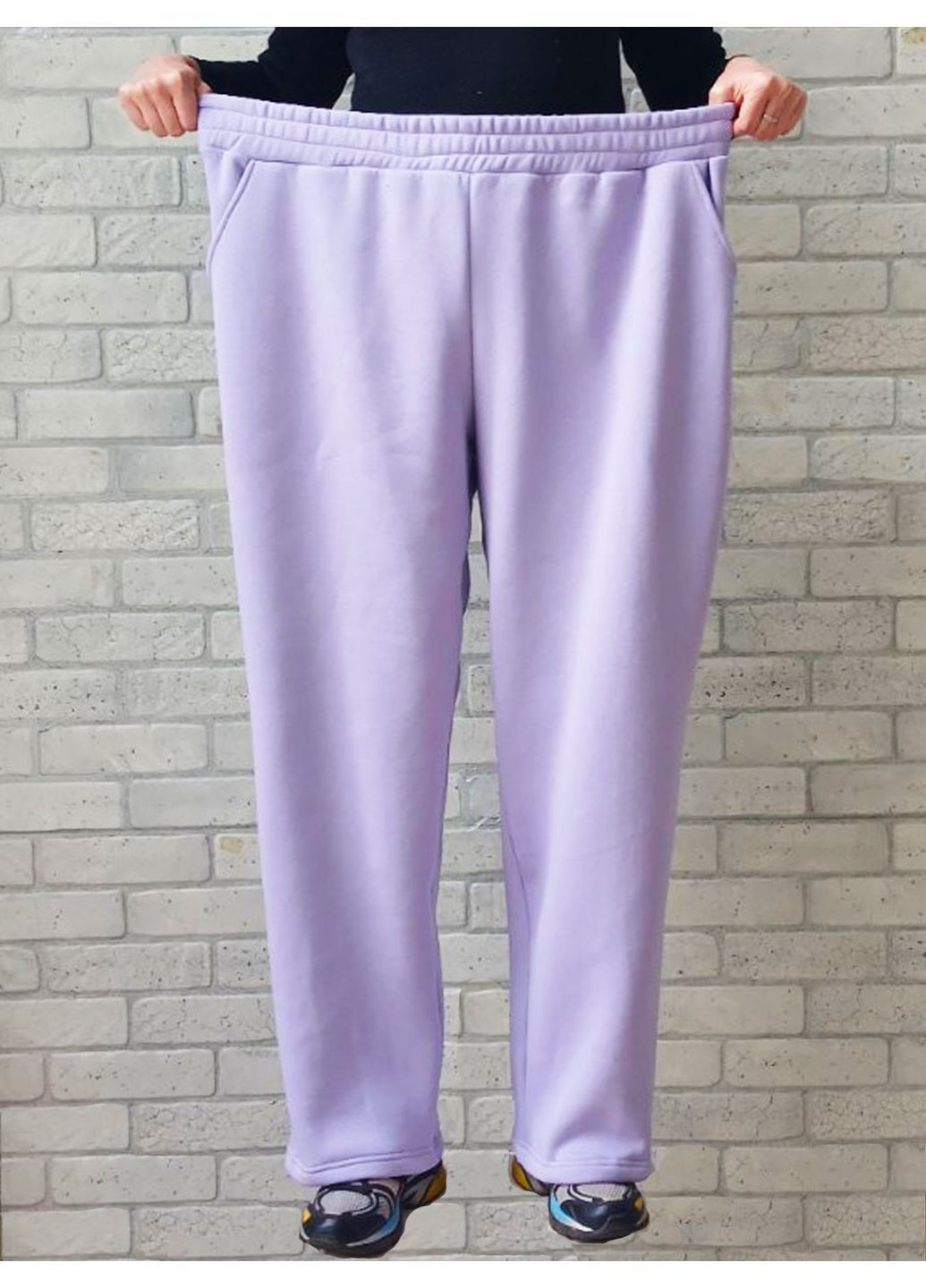 Спортивные штаны на флисе для женщин большого размера батал, брюки зимние трехнитка с начесом, с карманами пояс на резинке No Brand (368883090)