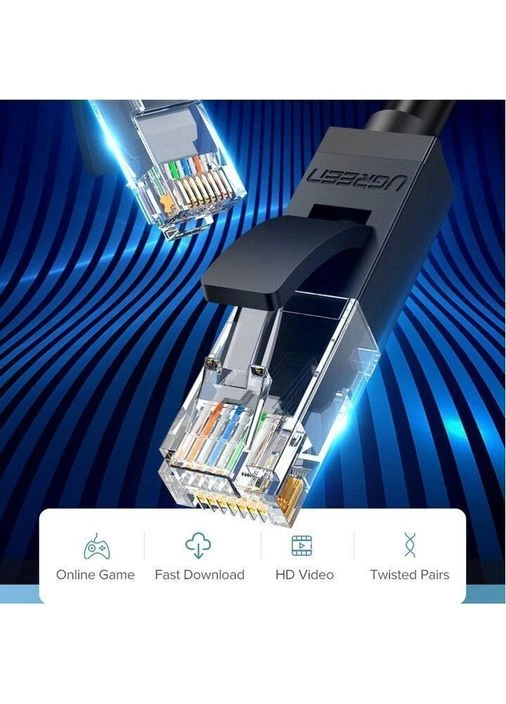 Патч-корд NW102 Cat 6 U/UTP Lan Flat Cable 10m Black (20164) [165436] Ugreen (401596474)
